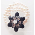 Fashion Big Black Crystal Flower Pearl Bracelet Pearl Statement Bracelet